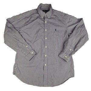 Ralph Lauren Polo Mens Custom Fit Button Down Purple Stripe Dress Shirt 16 1/2